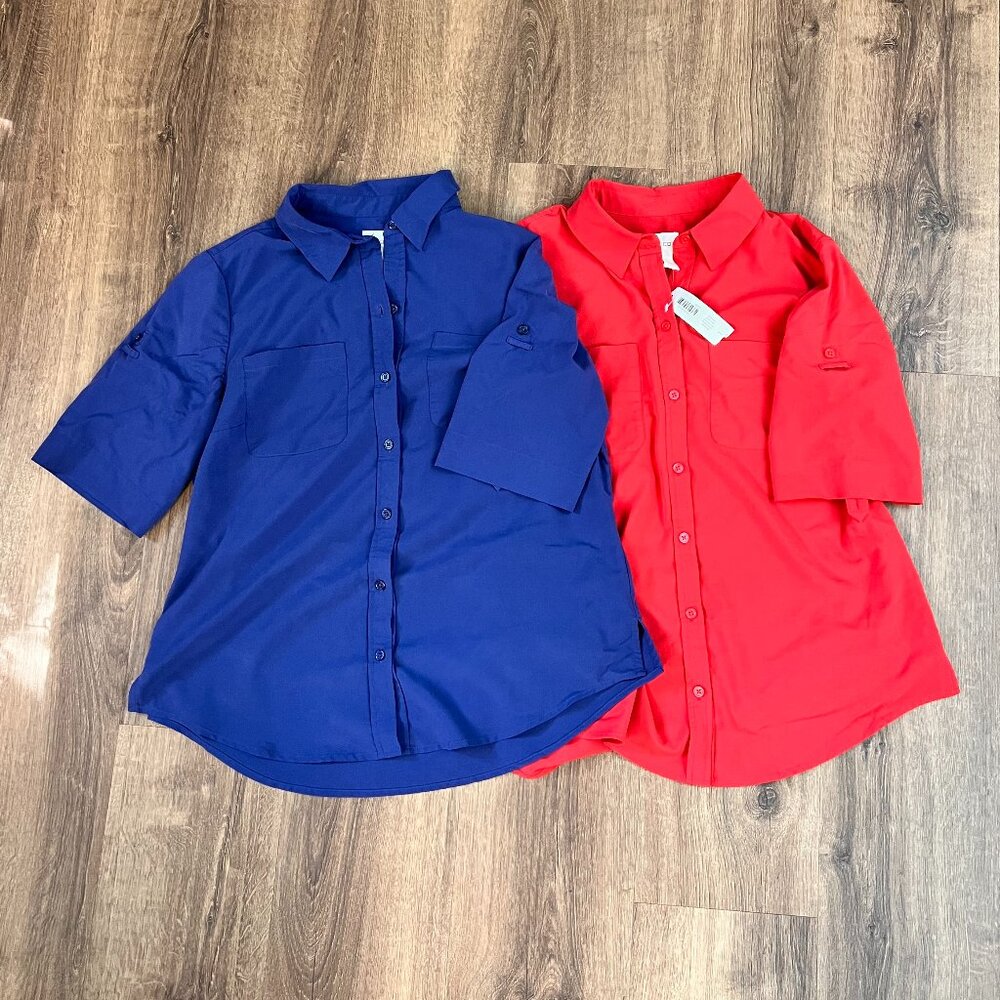 Chico's Camp Shirt Bundle Blue Berry Sz 1 (8)
